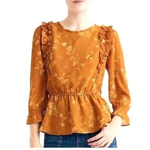Madewell Floral Ruffle Blouse - Mustard